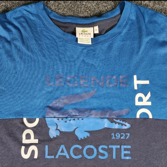 Lacoste Sport T-Shirt Color Block Blue Men's French Size 9 US Size 4XL - Picture 1 of 9